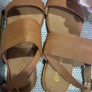 Elegant Tan Woven Sandals